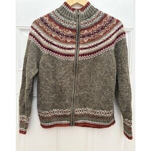 VTG Y2K Tiara International Small Fair Isle Ramie Cotton Zip Cardigan Nordic EUC